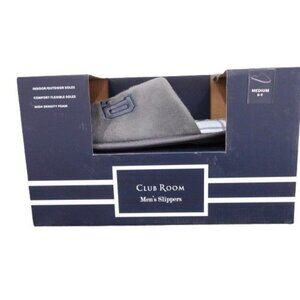 NIB Club Room Men's Dad Embroidered Slippers Gray Size M 8-9